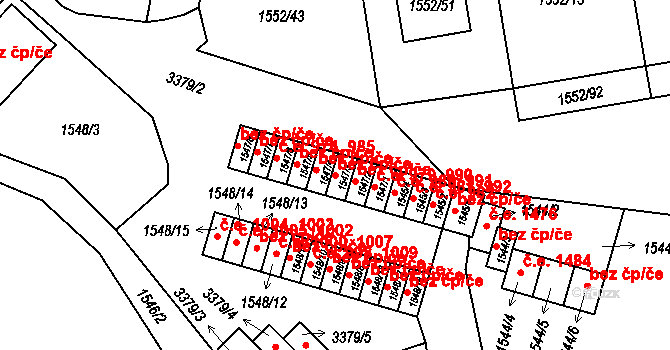 Pelhřimov 977,988 na parcele st. 1547/3 v KÚ Pelhřimov, Katastrální mapa
