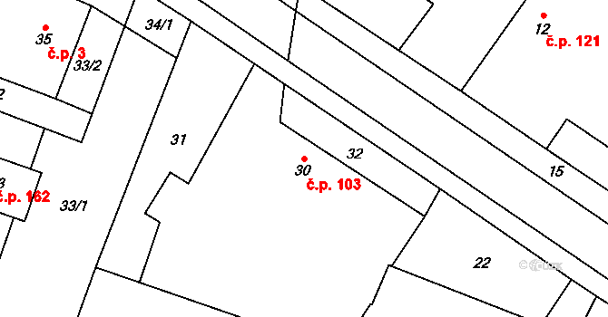 Kratonohy 103 na parcele st. 30 v KÚ Kratonohy, Katastrální mapa