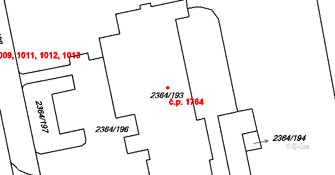 Kobylisy 1764, Praha na parcele st. 2364/193 v KÚ Kobylisy, Katastrální mapa