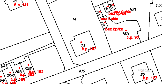 Liberec IX-Janův Důl 107, Liberec na parcele st. 13 v KÚ Janův Důl u Liberce, Katastrální mapa