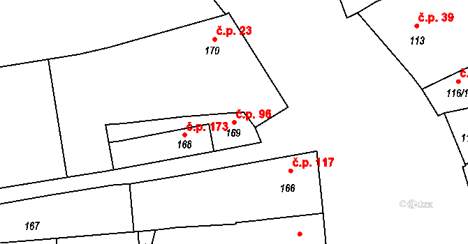 Opatovice 96 na parcele st. 169 v KÚ Opatovice u Rajhradu, Katastrální mapa