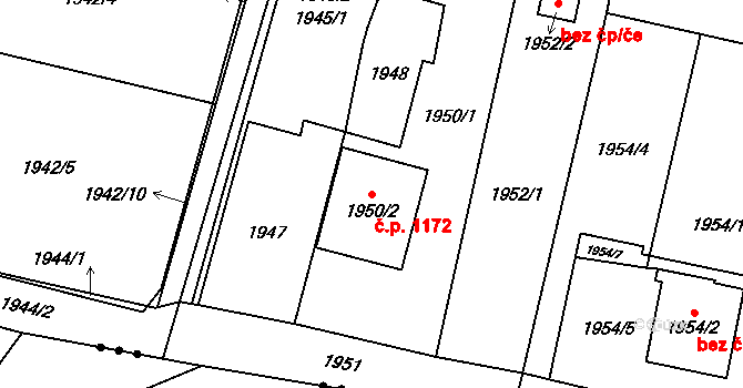 Dětmarovice 1172 na parcele st. 1950/2 v KÚ Dětmarovice, Katastrální mapa
