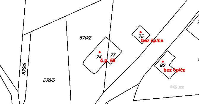 Kohoutov 50, Ždírec nad Doubravou na parcele st. 74 v KÚ Kohoutov u Ždírce nad Doubravou, Katastrální mapa