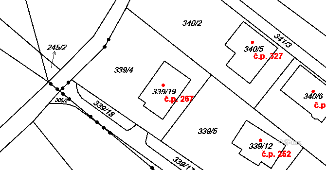 Skorotice 267, Ústí nad Labem na parcele st. 339/19 v KÚ Skorotice u Ústí nad Labem, Katastrální mapa