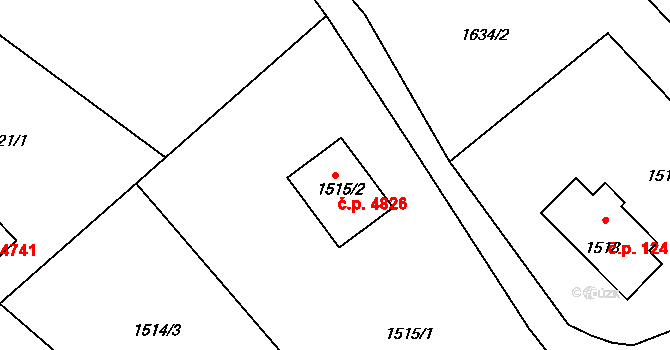 Proseč nad Nisou 4826, Jablonec nad Nisou na parcele st. 1515/2 v KÚ Proseč nad Nisou, Katastrální mapa
