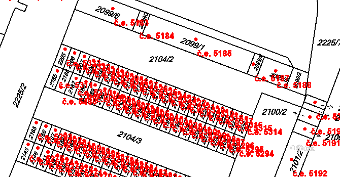 Kadaň 5322 na parcele st. 2216 v KÚ Kadaň, Katastrální mapa