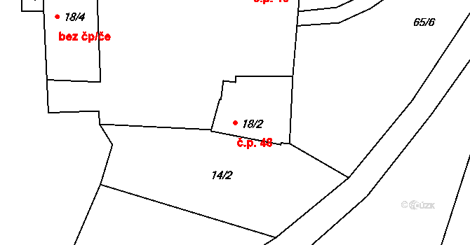 Žďár 48 na parcele st. 18/2 v KÚ Žďár u Protivína, Katastrální mapa