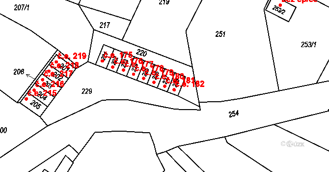 Bystřice nad Pernštejnem 181 na parcele st. 227 v KÚ Bystřice nad Pernštejnem, Katastrální mapa