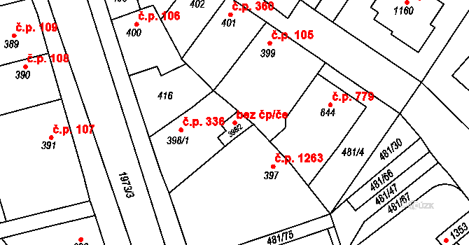 Třebechovice pod Orebem 41419855 na parcele st. 398/2 v KÚ Třebechovice pod Orebem, Katastrální mapa