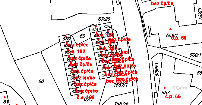 Olomučany 1194 na parcele st. 67/13 v KÚ Olomučany, Katastrální mapa