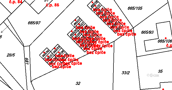 Svatava 43323855 na parcele st. 665/32 v KÚ Svatava, Katastrální mapa