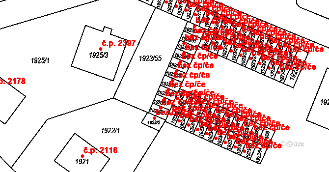 Teplice 45105855 na parcele st. 1923/35 v KÚ Teplice, Katastrální mapa
