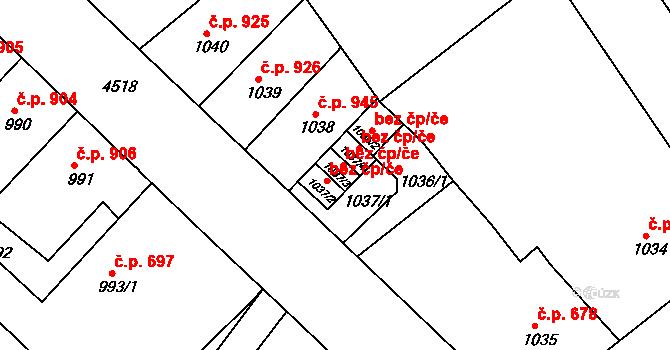 Teplice 45134855 na parcele st. 1037/3 v KÚ Teplice, Katastrální mapa