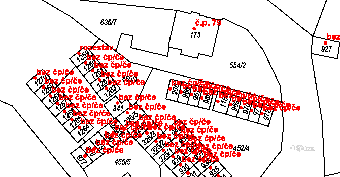 Karlovy Vary 45794855 na parcele st. 965 v KÚ Bohatice, Katastrální mapa