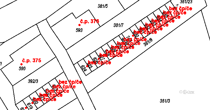 Markvartice 47032855 na parcele st. 627 v KÚ Markvartice u Děčína, Katastrální mapa