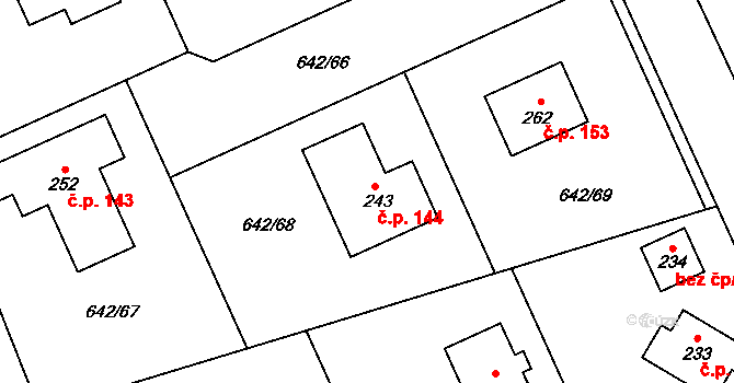 Pulice 144, Dobruška na parcele st. 243 v KÚ Pulice, Katastrální mapa