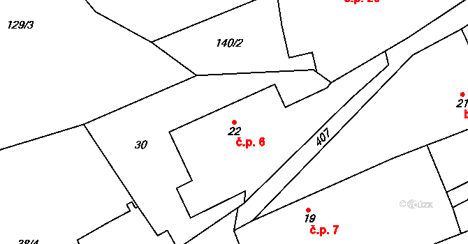 Moravany 6, Ronov nad Doubravou na parcele st. 22 v KÚ Moravany u Ronova, Katastrální mapa