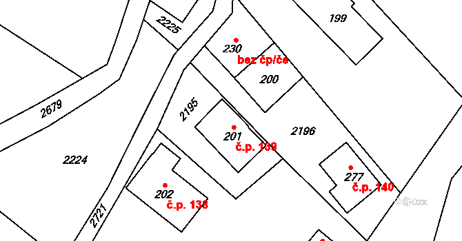 Horní Lipka 139, Králíky na parcele st. 201 v KÚ Horní Lipka, Katastrální mapa