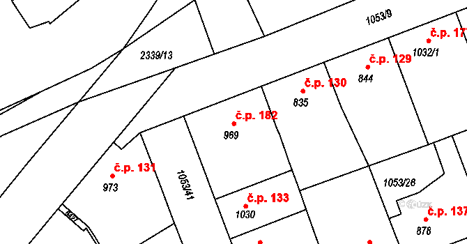 Beroun-Zavadilka 182, Beroun na parcele st. 969 v KÚ Beroun, Katastrální mapa