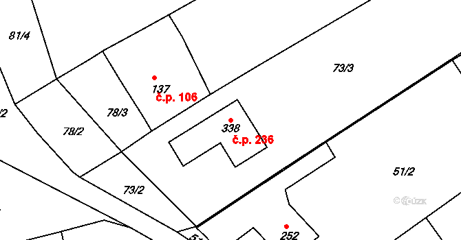 Mlékojedy 236, Neratovice na parcele st. 338 v KÚ Mlékojedy u Neratovic, Katastrální mapa