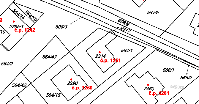 Neratovice 1251 na parcele st. 2314 v KÚ Neratovice, Katastrální mapa