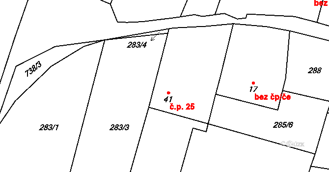 Jeníčkova Lhota 25, Chotoviny na parcele st. 41 v KÚ Jeníčkova Lhota, Katastrální mapa
