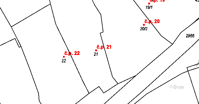 Čejkovy 21, Hrádek na parcele st. 21 v KÚ Čejkovy, Katastrální mapa