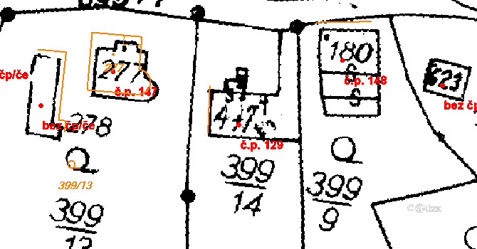 Meziměstí 129 na parcele st. 447 v KÚ Meziměstí, Katastrální mapa
