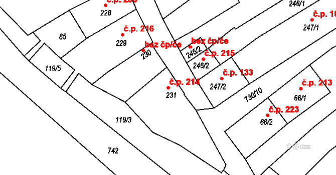 Broumov 214 na parcele st. 231 v KÚ Broumov, Katastrální mapa