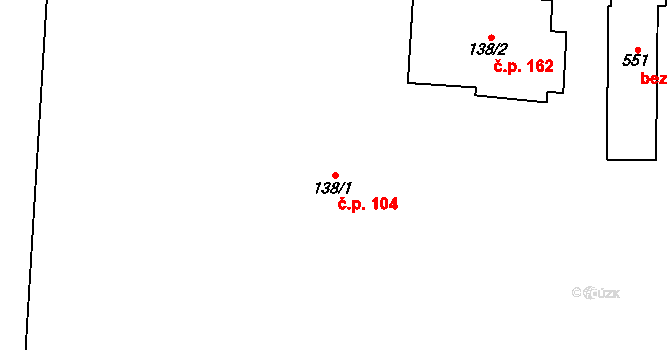 Choltice 104 na parcele st. 138/1 v KÚ Choltice, Katastrální mapa