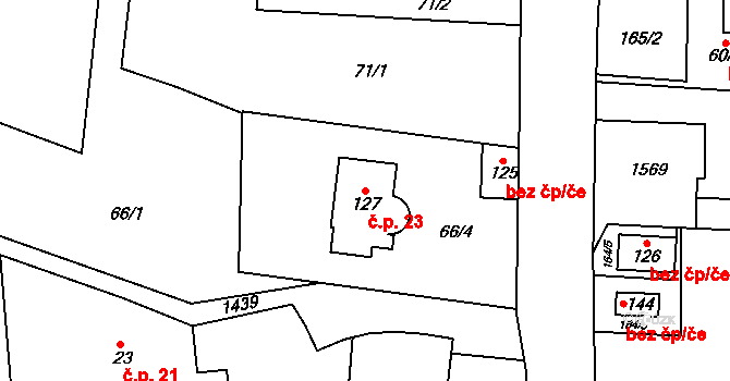 Dobešov 23, Odry na parcele st. 127 v KÚ Dobešov, Katastrální mapa