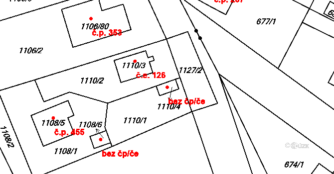 Zruč-Senec 88447855 na parcele st. 1110/4 v KÚ Senec u Plzně, Katastrální mapa