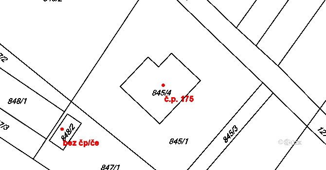 Svatoslav 175 na parcele st. 845/4 v KÚ Svatoslav u Tišnova, Katastrální mapa