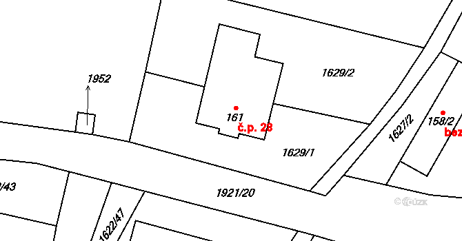 Chlístov 28, Okrouhlice na parcele st. 161 v KÚ Chlístov u Okrouhlice, Katastrální mapa