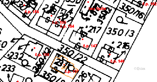 Potštejn 147 na parcele st. 217 v KÚ Potštejn, Katastrální mapa