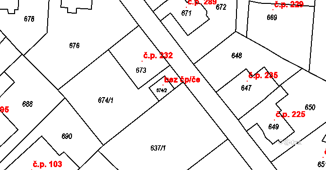 Děčín 102154856 na parcele st. 674/2 v KÚ Boletice nad Labem, Katastrální mapa