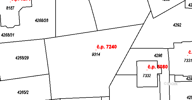 Zlín 7240 na parcele st. 9314 v KÚ Zlín, Katastrální mapa
