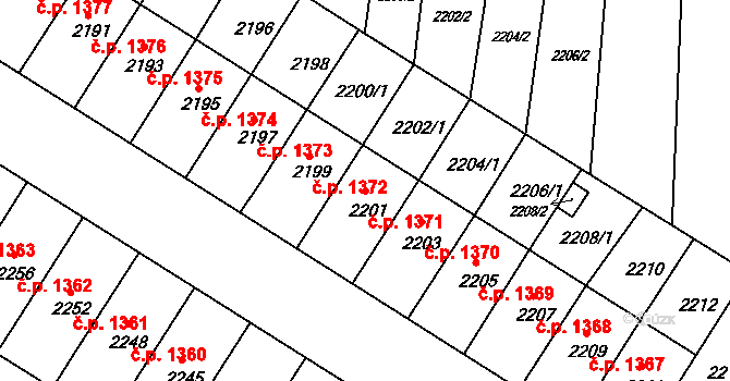 Vracov 1371 na parcele st. 2201 v KÚ Vracov, Katastrální mapa
