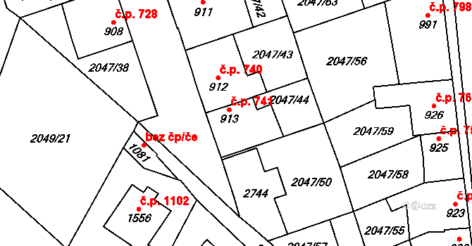 Polná 741 na parcele st. 913 v KÚ Polná, Katastrální mapa