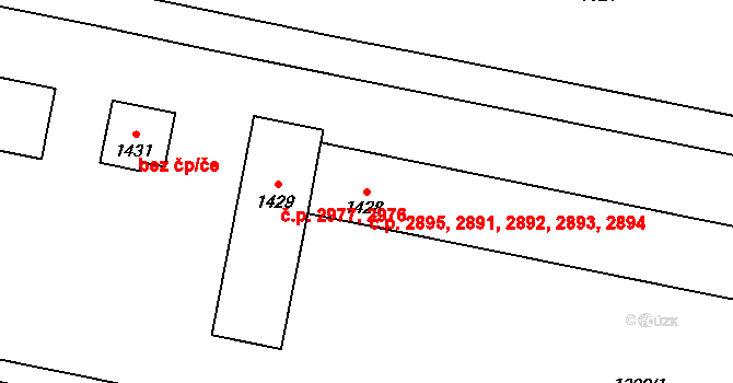 Kladno 2891,2892,2893,2894, na parcele st. 1428 v KÚ Kladno, Katastrální mapa