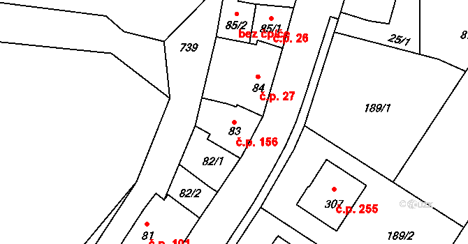 Sedlec 156, Sedlec-Prčice na parcele st. 83 v KÚ Sedlec u Votic, Katastrální mapa
