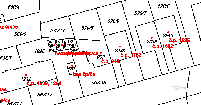 Blansko 946 na parcele st. 953 v KÚ Blansko, Katastrální mapa