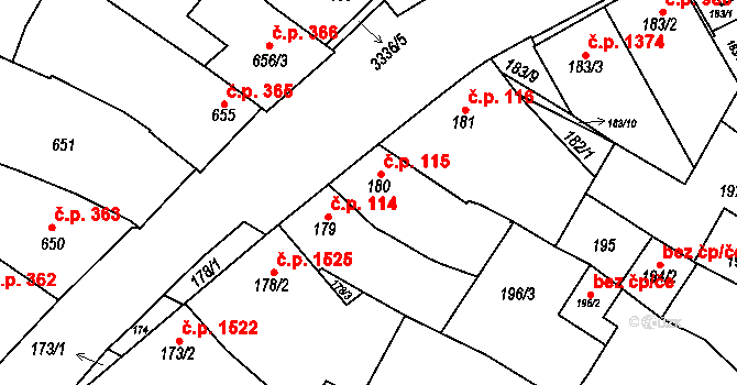 Mikulov 115 na parcele st. 180 v KÚ Mikulov na Moravě, Katastrální mapa