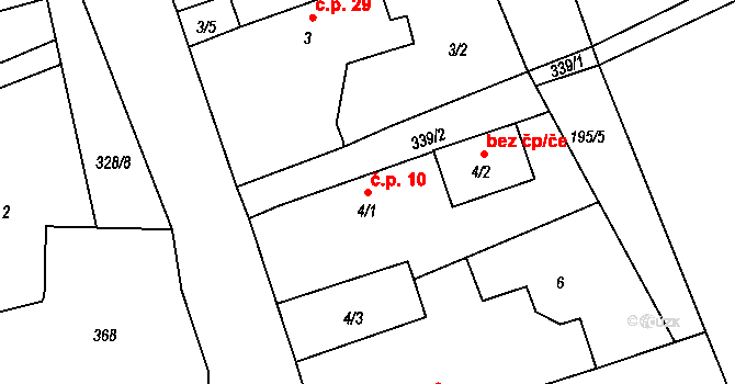 Štěnkov 10, Třebechovice pod Orebem na parcele st. 4/1 v KÚ Štěnkov, Katastrální mapa