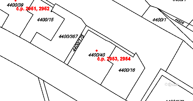 Severní Terasa 2953,2954, Ústí nad Labem na parcele st. 4400/40 v KÚ Ústí nad Labem, Katastrální mapa