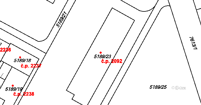 Frýdek 2092, Frýdek-Místek na parcele st. 5189/23 v KÚ Frýdek, Katastrální mapa