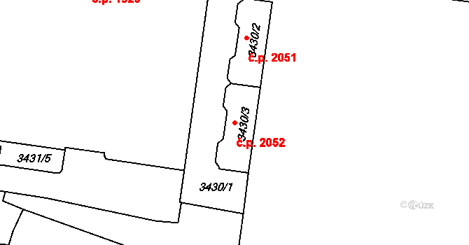 Sokolov 2052 na parcele st. 3430/3 v KÚ Sokolov, Katastrální mapa
