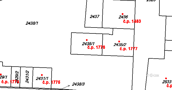 Strašnice 1776, Praha na parcele st. 2435/1 v KÚ Strašnice, Katastrální mapa