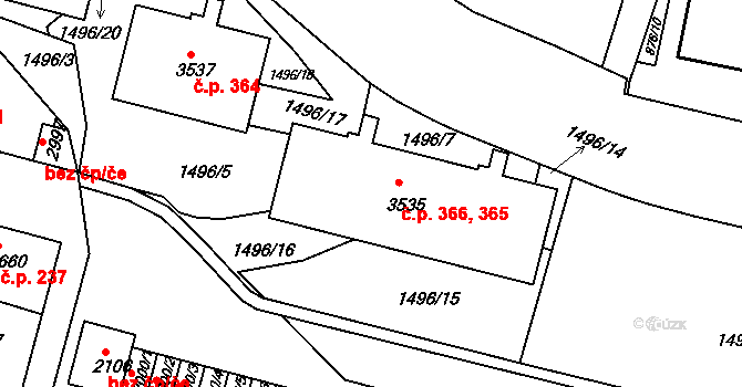 Kryblice 365,366, Trutnov na parcele st. 3535 v KÚ Trutnov, Katastrální mapa