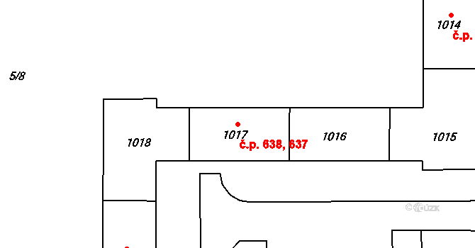 Nové Sady 637,638, Olomouc na parcele st. 1018 v KÚ Nové Sady u Olomouce, Katastrální mapa